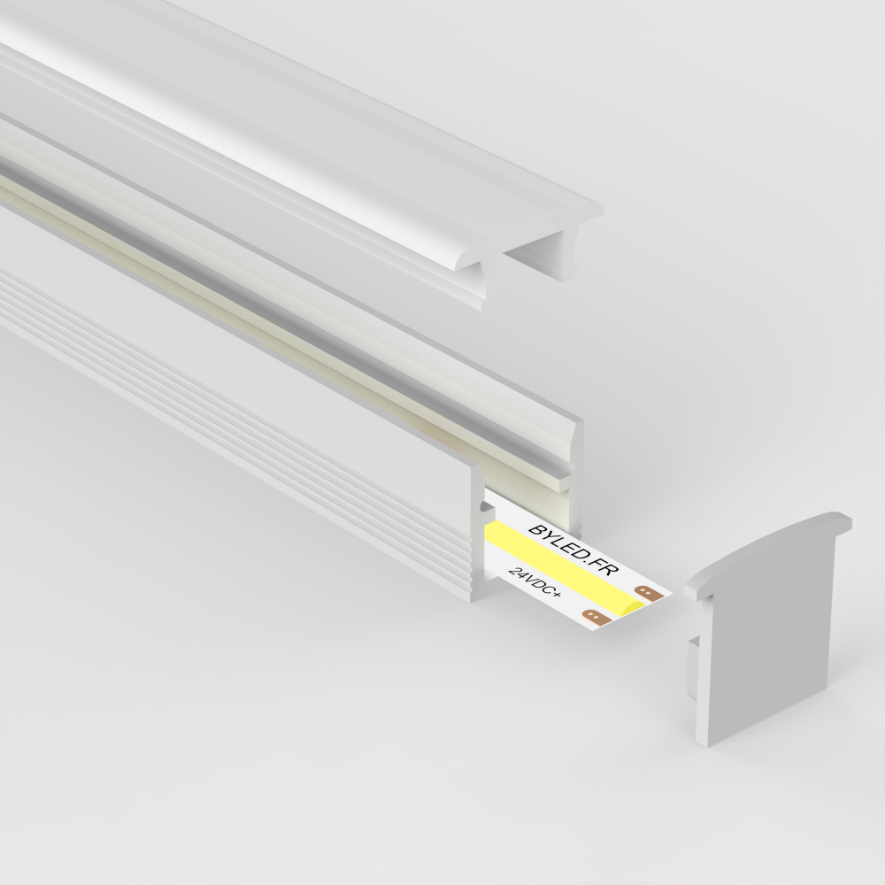 Profilé aluminium blanc encastrable pour ruban LED - E55 - CRAFT