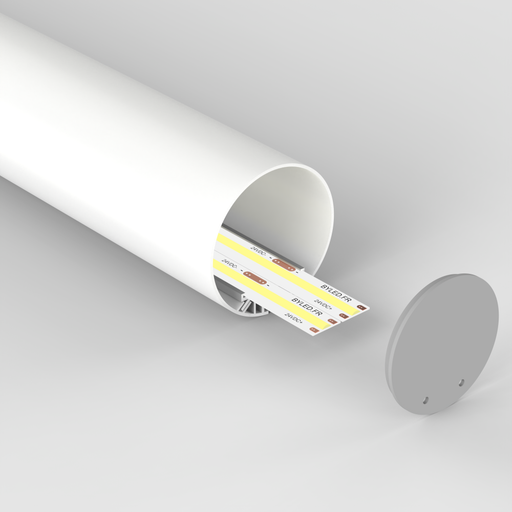 Profilé aluminium rond en suspension pour ruban LED - T33 - Craft