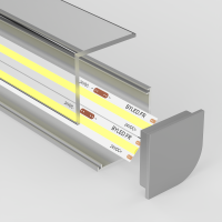 Profilé aluminium d'angle pour double ruban LED avec diffuseur carré - A44 - CRAFT