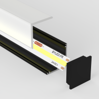 Profilé aluminium noir d'angle pour ruban LED avec diffuseur carré - A01 - CRAFT