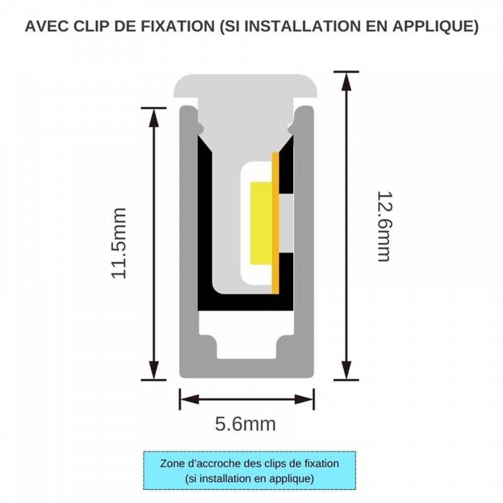 Néon flex avec ruban LED - 10W/m - IP68 - 180 LED/m - 24V - Latéral -  L0410T - 30 mètres