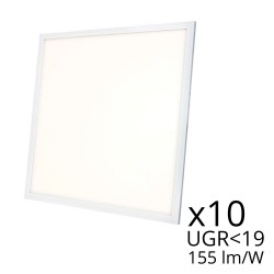 Lot de 10 dalles LED 60x60 - UGR19 - 155 lm/W - Blanc jour - 25W - 230V