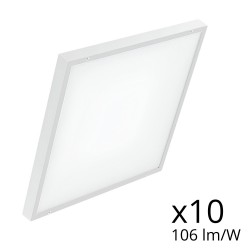 Lot de 10 dalles LED 60x60 en applique - UGR19 - 106 lm/W - Blanc jour 4000K - 40W - 230V - LUMAP