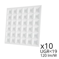 Lot de 10 dalles LED 60x60 - UGR19 - 110 lm/W - 40W - 230V - MATRX