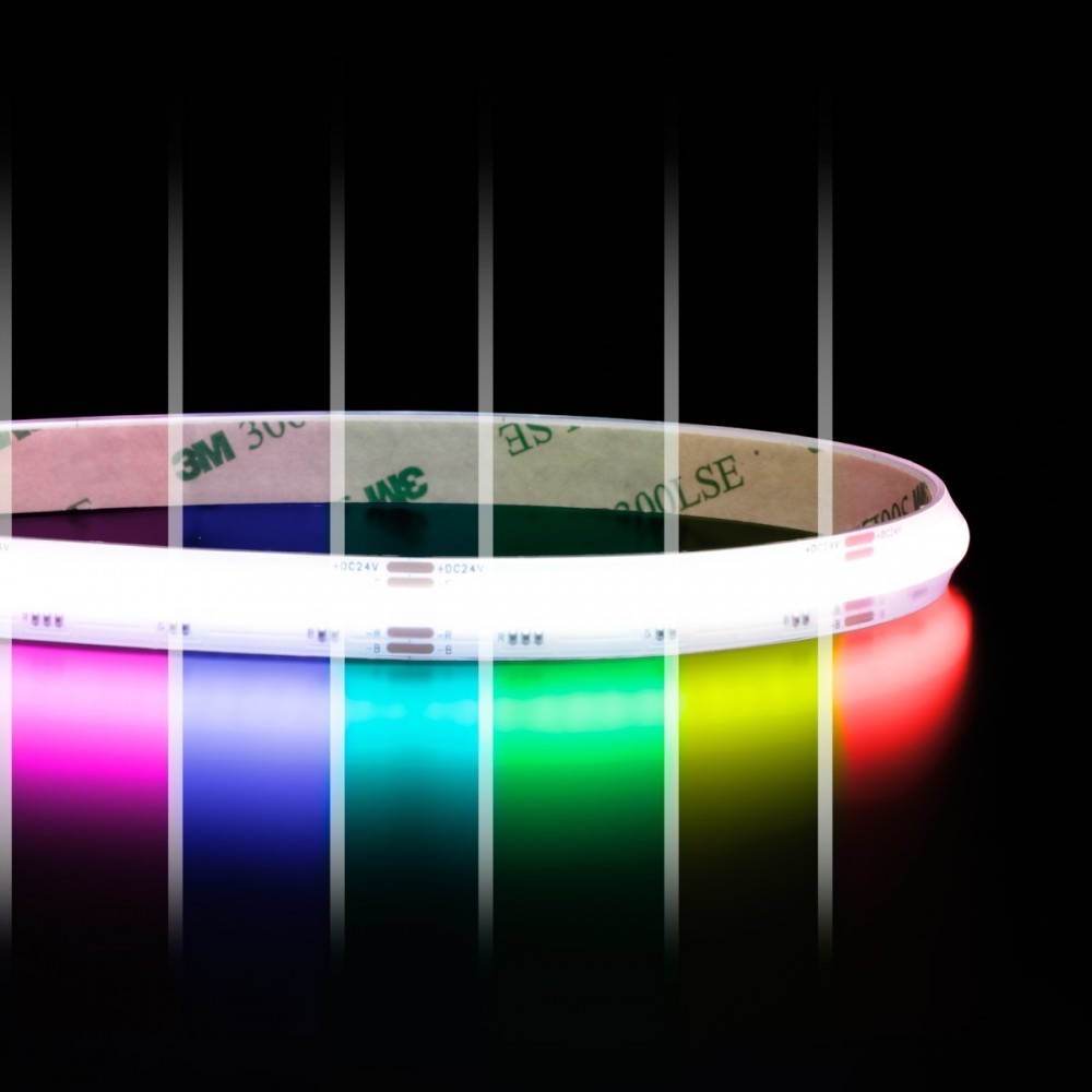 Ruban LED COB RGB - 14W/m - IP65- 840 LED/m - 5m - 24V