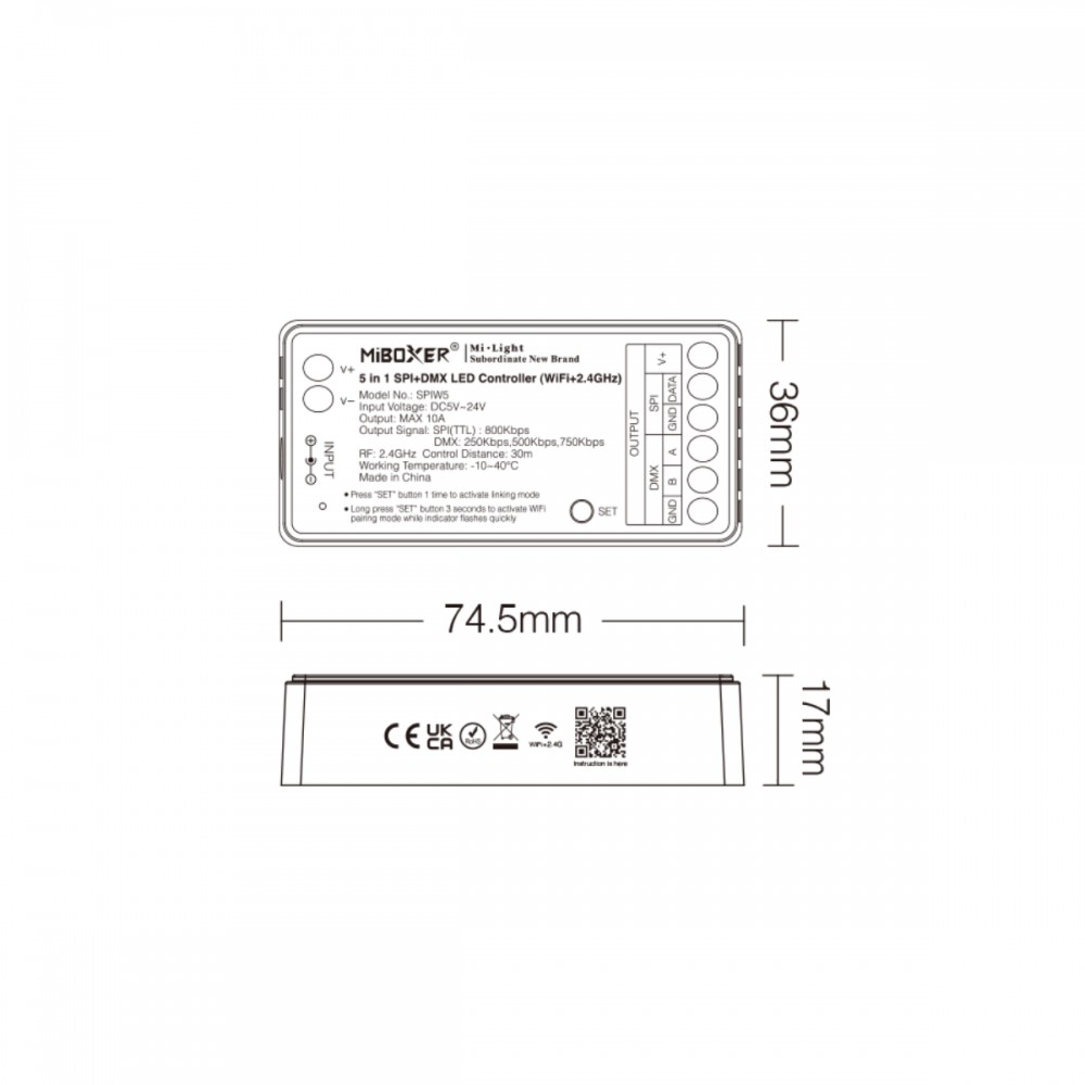 Contrôleur WiFi  SPI DMX- MiBoxer SPIW5