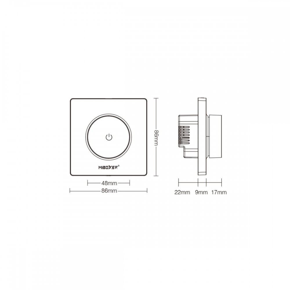 Télécommande rotative Dimmer murale avec contrôleur WIFI intégré - MiBoxer TRI-K1WR - Blanc