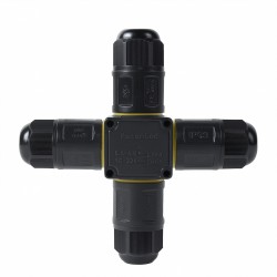 Connecteur étanche en croix et  à levier – 3 pôles – Axial