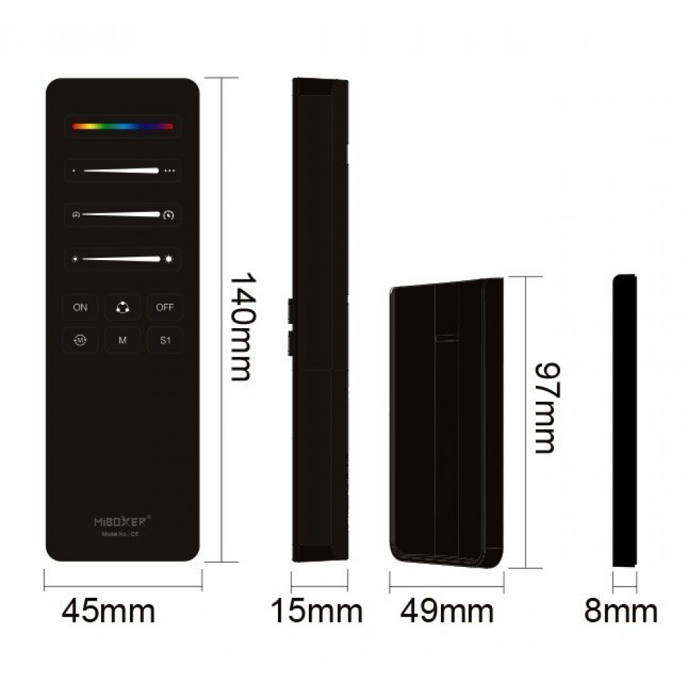 Télécommande murale Dimmer RGBW - MiBoxer C6 - Noir