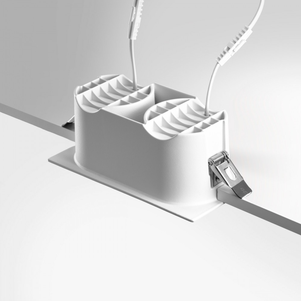 RV - Spot LED encastré double carré blanc 20W, couleurs au choix - Miror