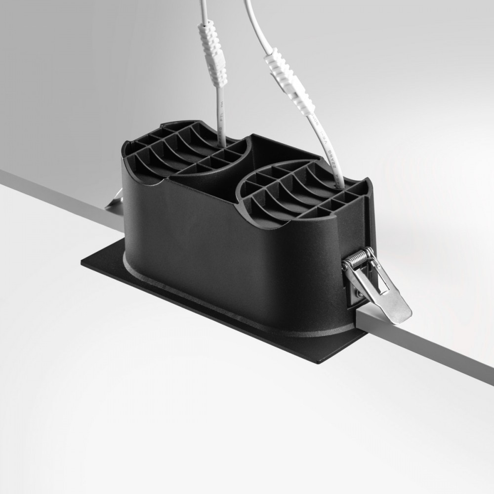 Spot LED encastré double carré noir 20W, couleurs au choix - Miror