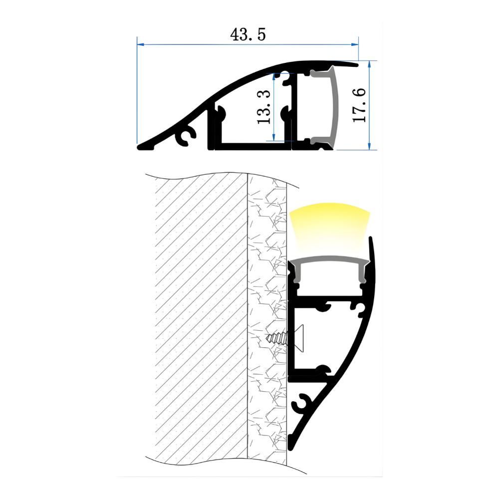 Profilé aluminium laqué blanc corniche pour ruban LED - M11