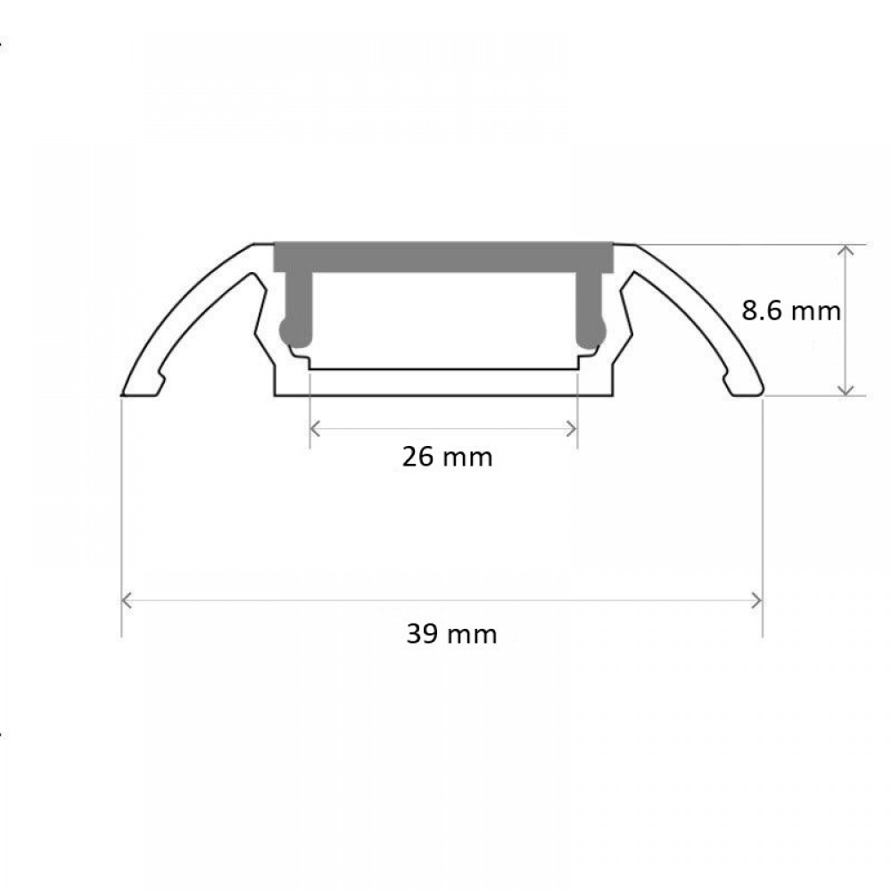 Profilé aluminium plat pour ruban LED - C111