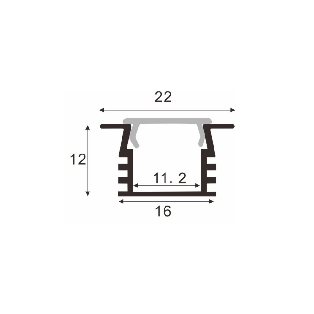Profilé aluminium encastrable pour ruban LED - E16