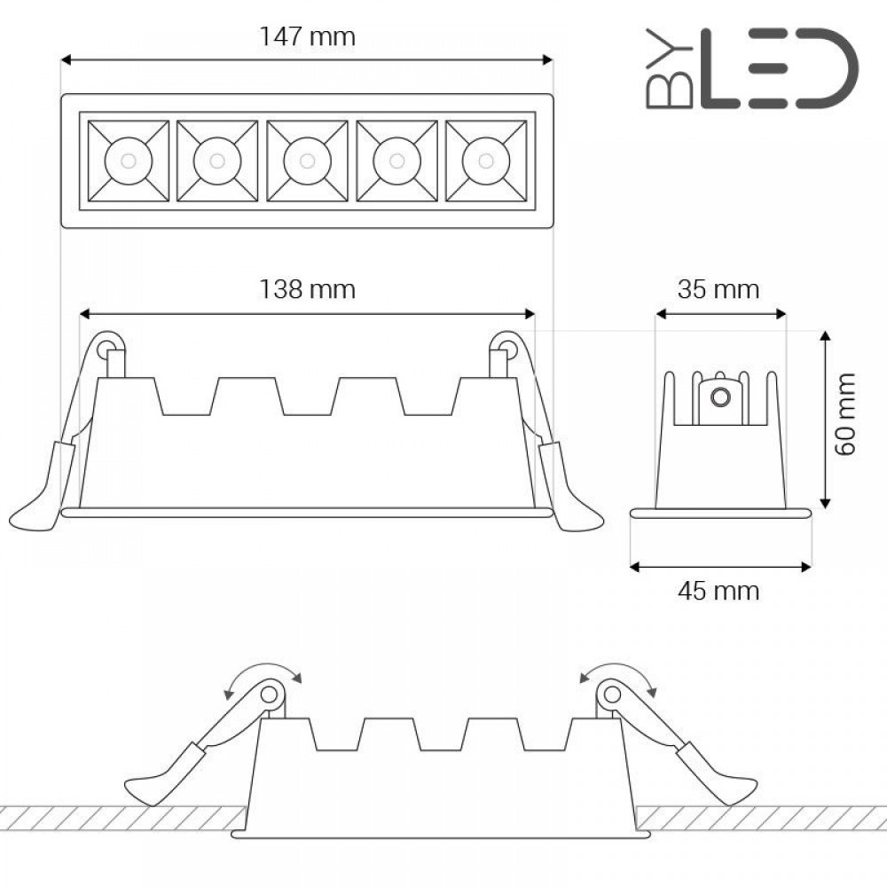 Spot LED encastrable linéaire Blanc 10W - Linea
