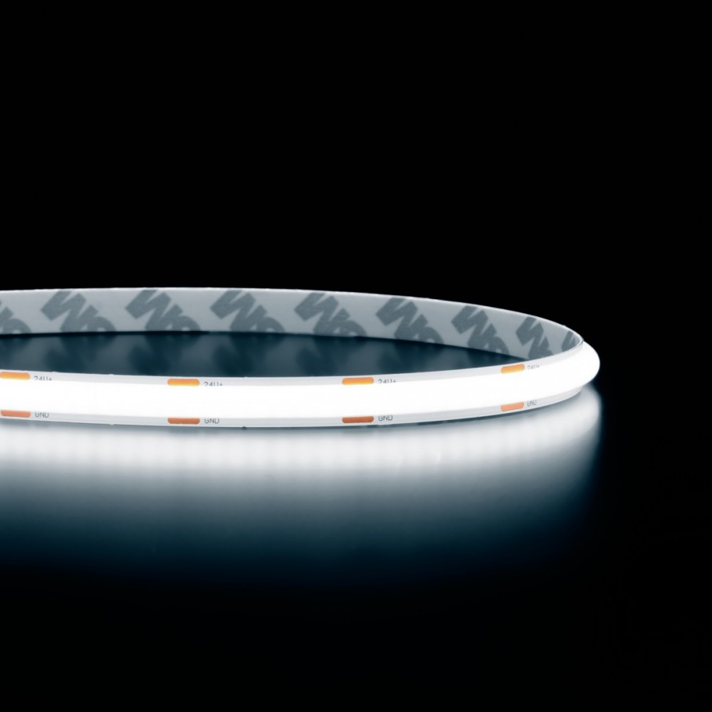 Ruban LED - DOB - 8 mm de large - 8W/m - IP65G - blanc - 288 LED/m - à la coupe – 24V
