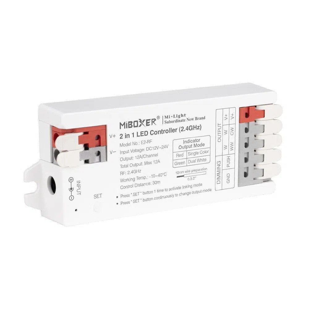 Contrôleur mono et CCT 2.4GHz - 2 en 1 - 12A - MiBoxer E2-RF