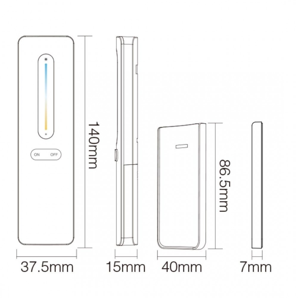 Télécommande - Murale Dimmer/CCT - 1 zones - MiBoxer C3 - Noir