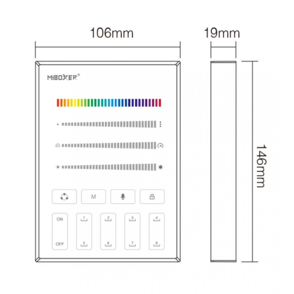 Télécommande murale pour ruban LED digital - MiBoxer B9 - Blanc
