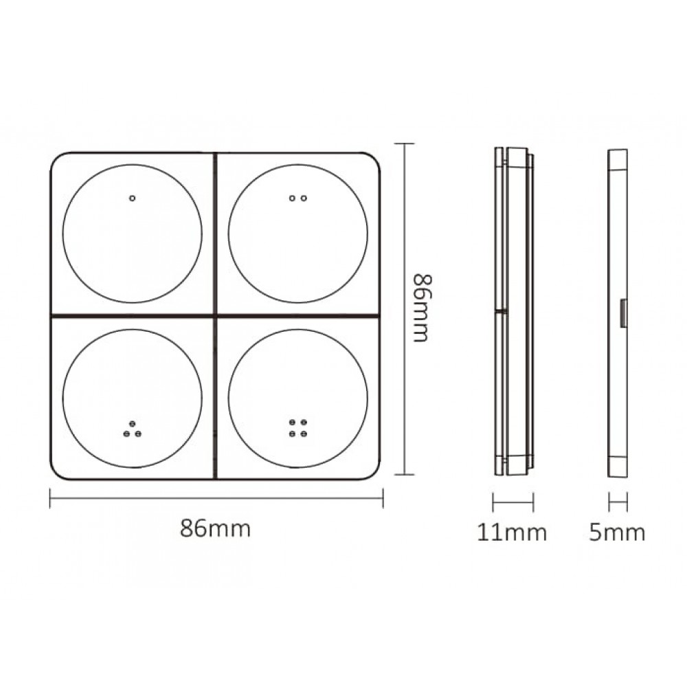 Télécommande murale Dimmer - 4 zones - MiBoxer K4 - Noir