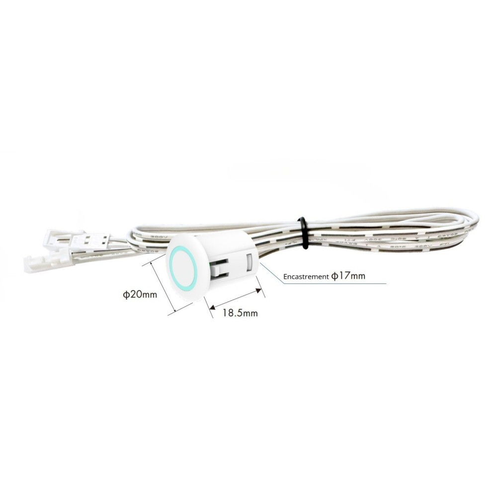 Interrupteur variateur tactile encastrable pour ruban LED - 2.5A - de 5 à 24V