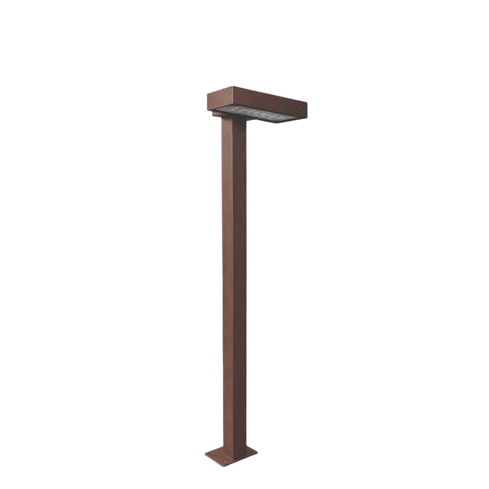 Borne LED d'extérieur BOKIA pour éclairage de chemin & terrain de pétanque - 19W - 95 cm - Corten