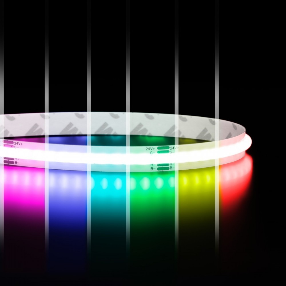 RUBAN LED COB RGB multicolore - 14W/m - IP65 - 576 LED/ - à la coupe - 24V