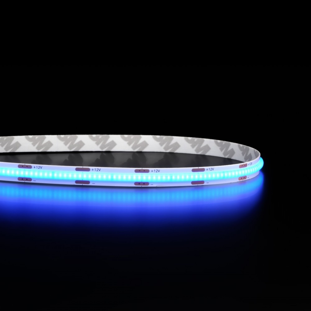 Ruban LED COB bleu - 8W/m - IP20 - 8 mm - 480 LED/m - 5m - 12V