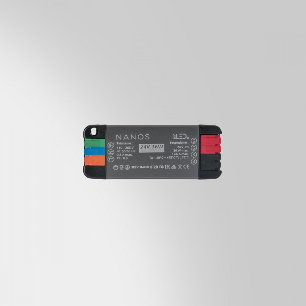 Mini alimentation 24V nano - Modèles de 36W à 180W au choix - IP20 - Tension constante