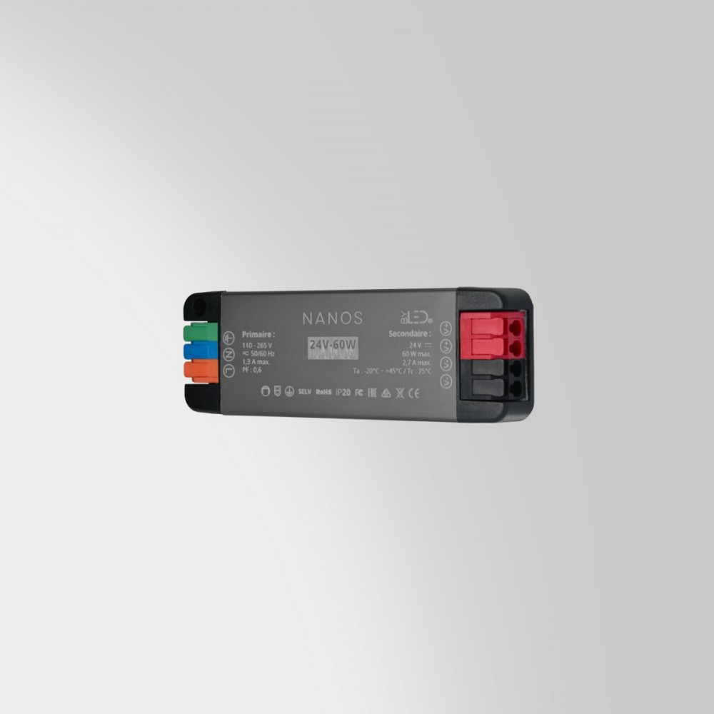 Mini alimentation 24V nano - Modèles de 36W à 180W au choix - IP20 - Tension constante