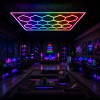 Plafonnier LED hexagonal nid d'abeille et cadre LED - 14 alvéoles - 270W - 24V - SPI - RGB