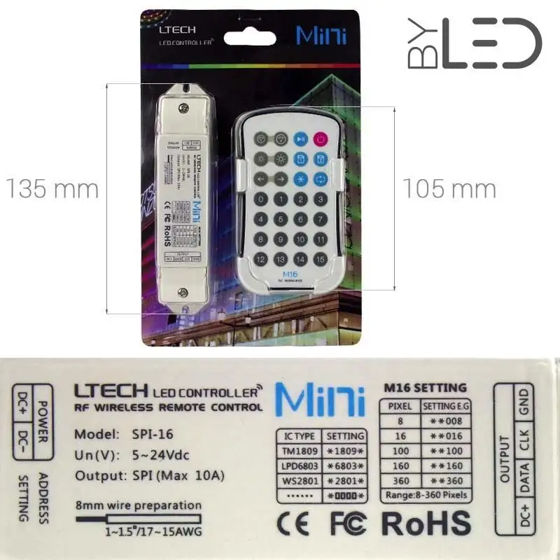 Kit mini télécommande radio pour ruban LED RGB Digital Kit mini télécommande radio pour ruban LED RGB Digital