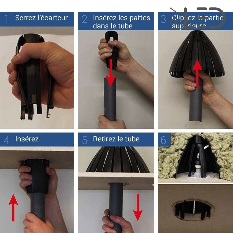 Lot de 5 écarteurs d'isolant (soufflé ou projeté) pour spots LED encastrés