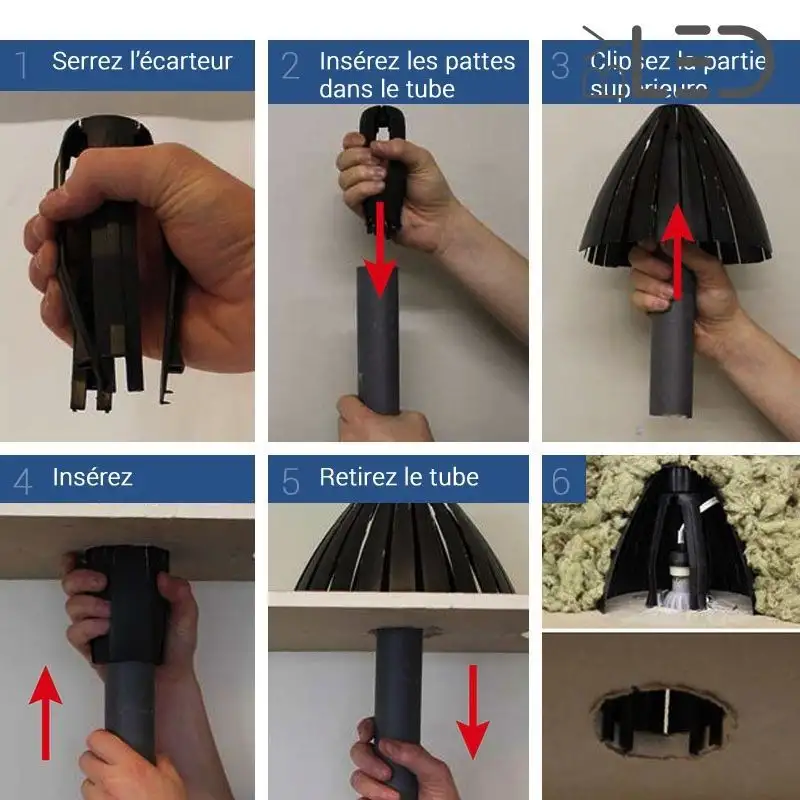 Lot de 5 écarteurs d'isolant (soufflé ou projeté) pour spots LED encastrés