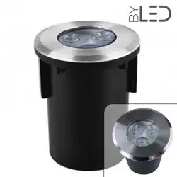 Spot LED encastré de sol rond inox 3W - 230V - QINOX 92 mm