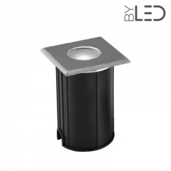 Spot LED encastré de sol carré inox 1W - 230V - QINOX 62 mm