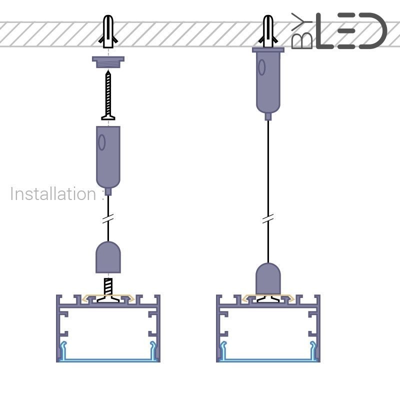 Kit suspension pour profilé LED plat C12