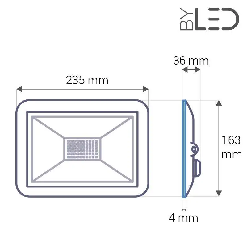 Shape – Projecteur LED ultra plat 50W Noir - 230V - extérieur/intérieur