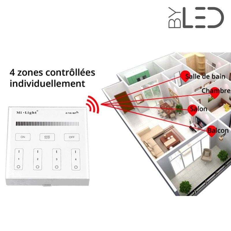Télécommande murale 4 zones Dimmer - Milight B1