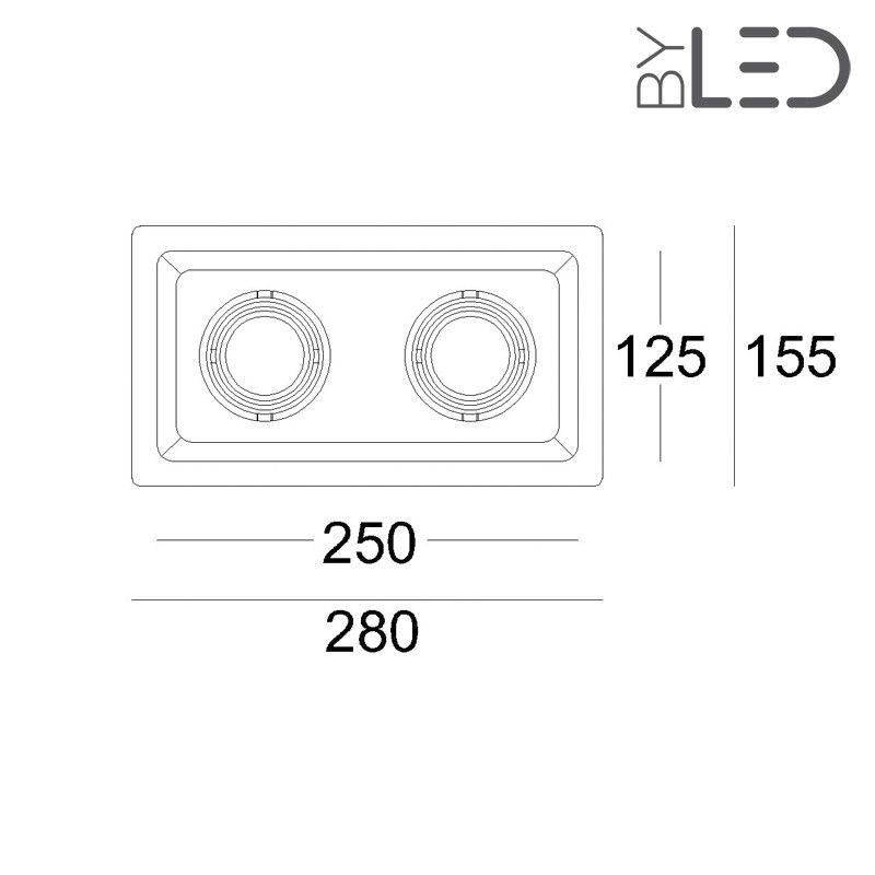 Spot encastrable en plâtre carré orientable double STAFF