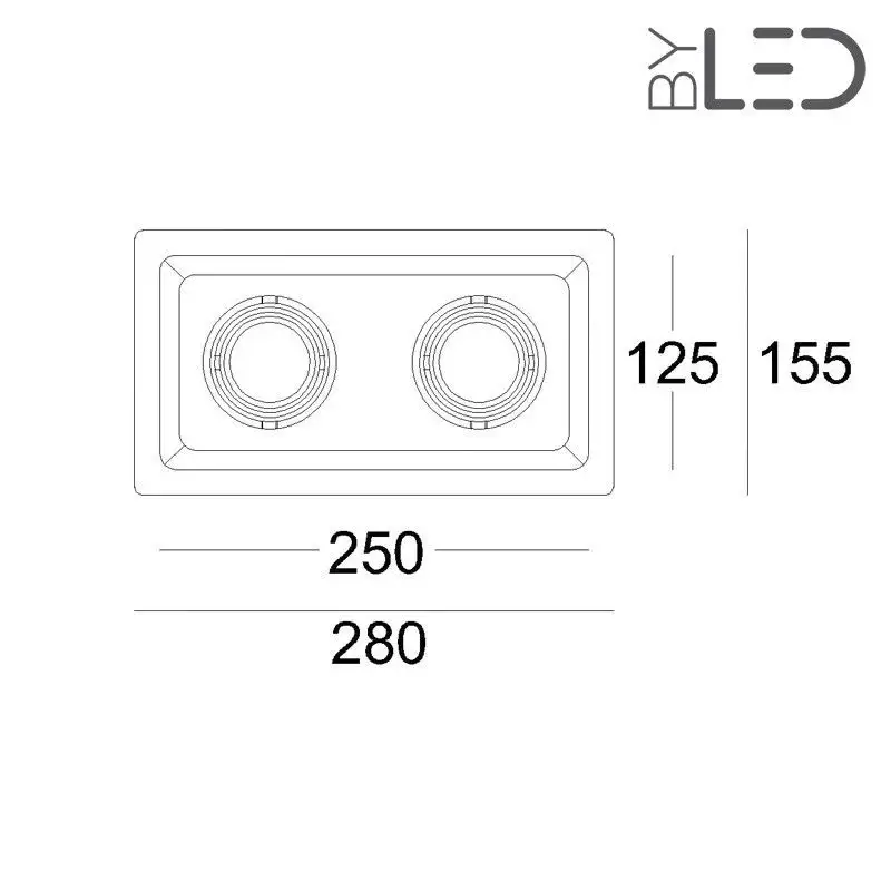 Spot encastrable en plâtre carré orientable double STAFF