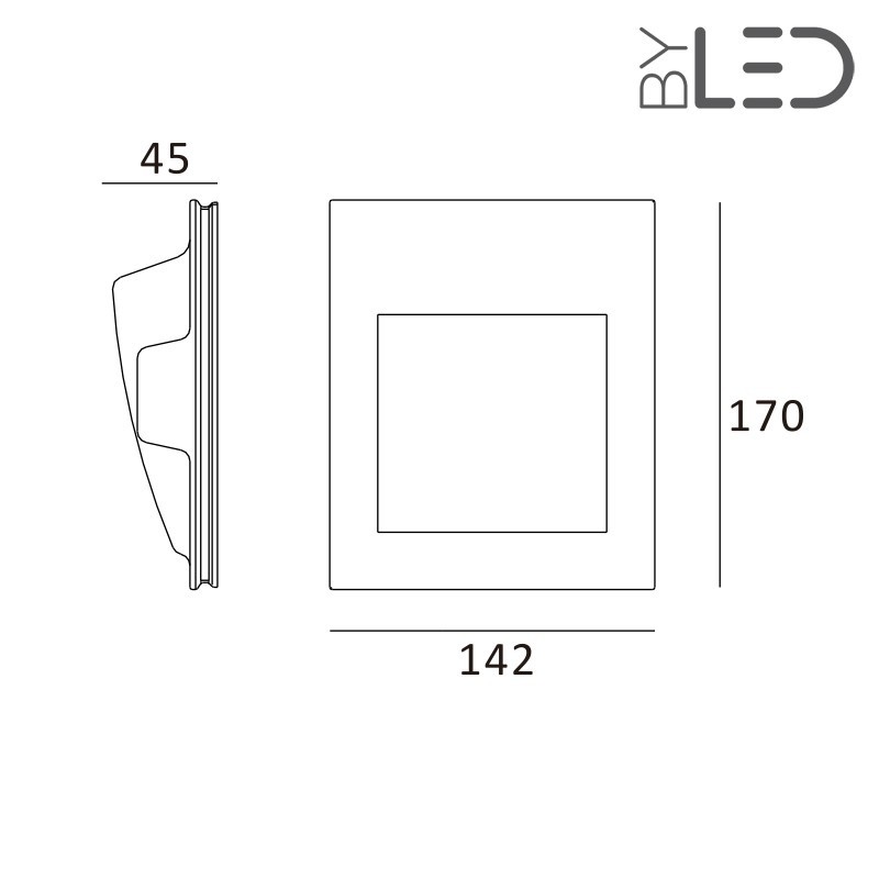Spot LED encastré mural carré - 1W STAFF