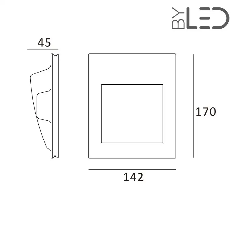 Spot LED encastré mural carré - 1W STAFF