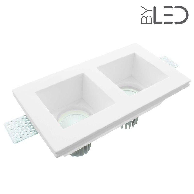 Spot encastrable en plâtre carré profond double STAFF