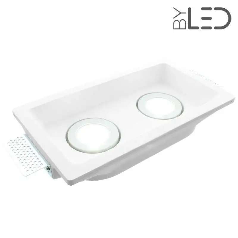 Spot encastrable en plâtre carré orientable double STAFF