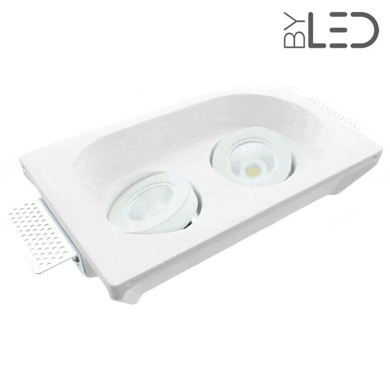 Spot encastrable en plâtre rond orientable double STAFF