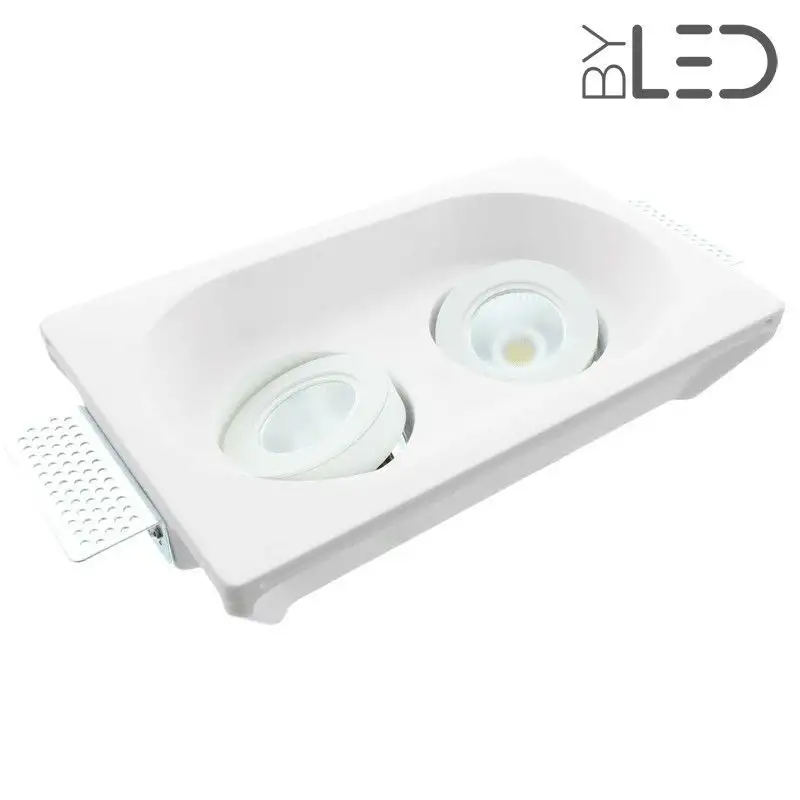 Spot encastrable en plâtre rond orientable double STAFF