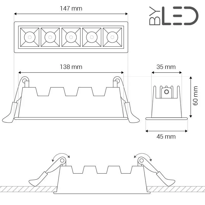 Spot LED encastrable linéaire Blanc 10W - Linea