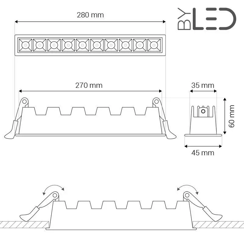 Spot LED encastrable linéaire Blanc 20W - Linea