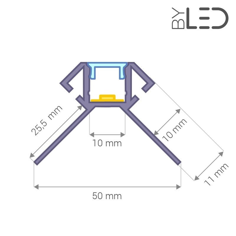Profilé d'angle LED aluminium encastrable 270° à carreler  - CRAFT - E14 - Diffuseur givré